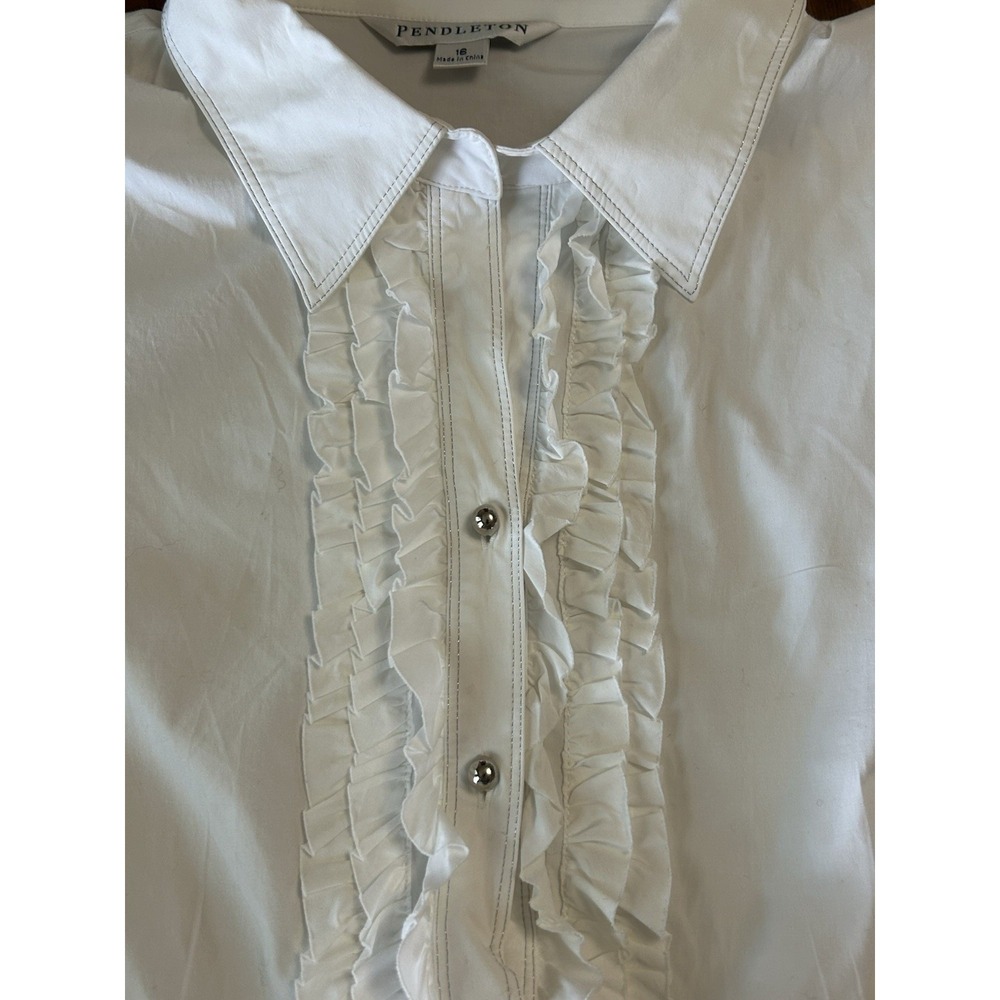 Pendleton Classic White Bottom Down Pleated & Ruf… - image 7